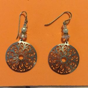 Silver color dangle earrings